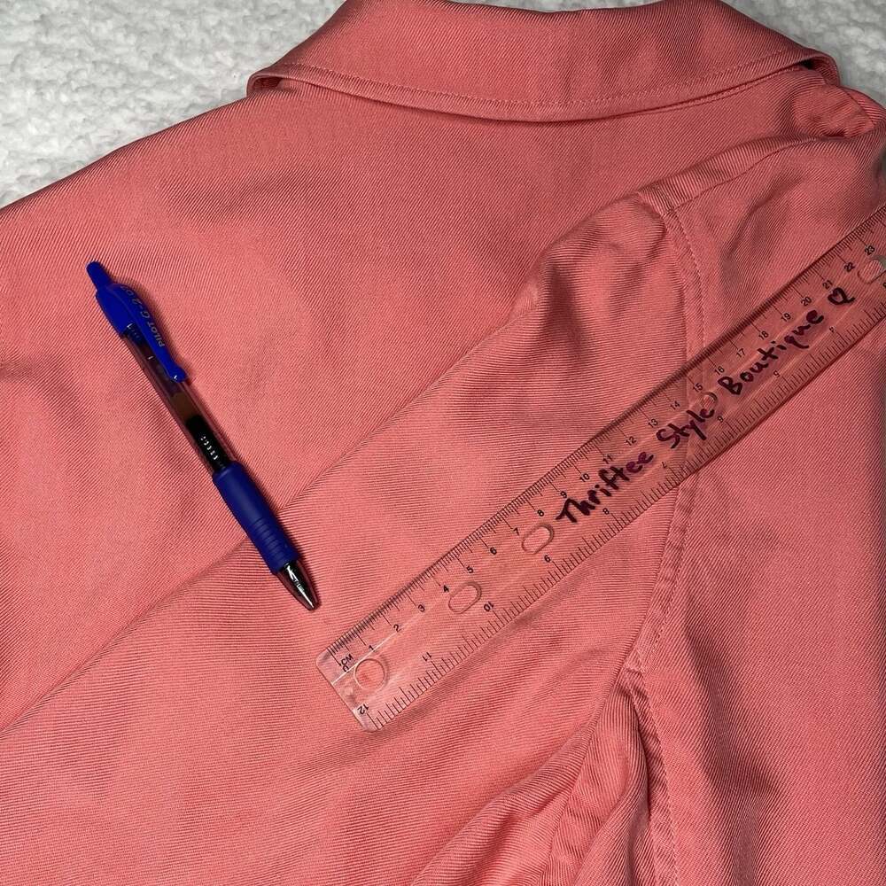 Jones NY Signature 100% Silk Womens L Long Sleeve Shirt Salmon Workwear Button - Picture 16 of 16